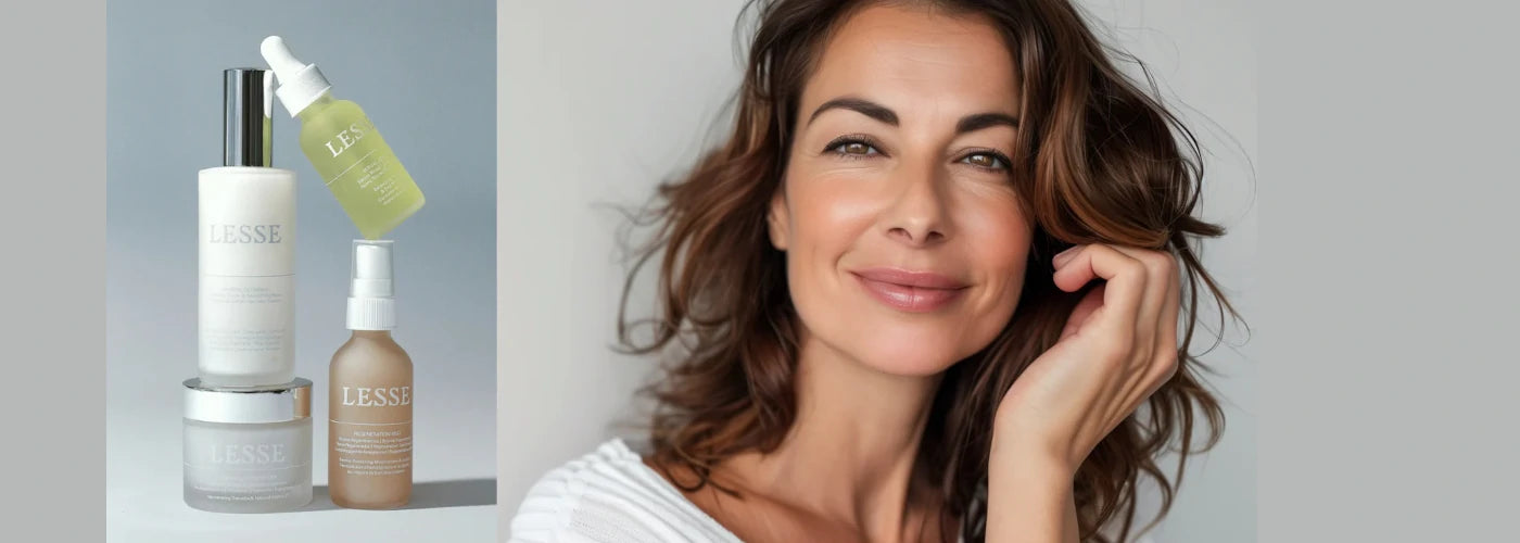 sonder beauty facial woman with lesse products